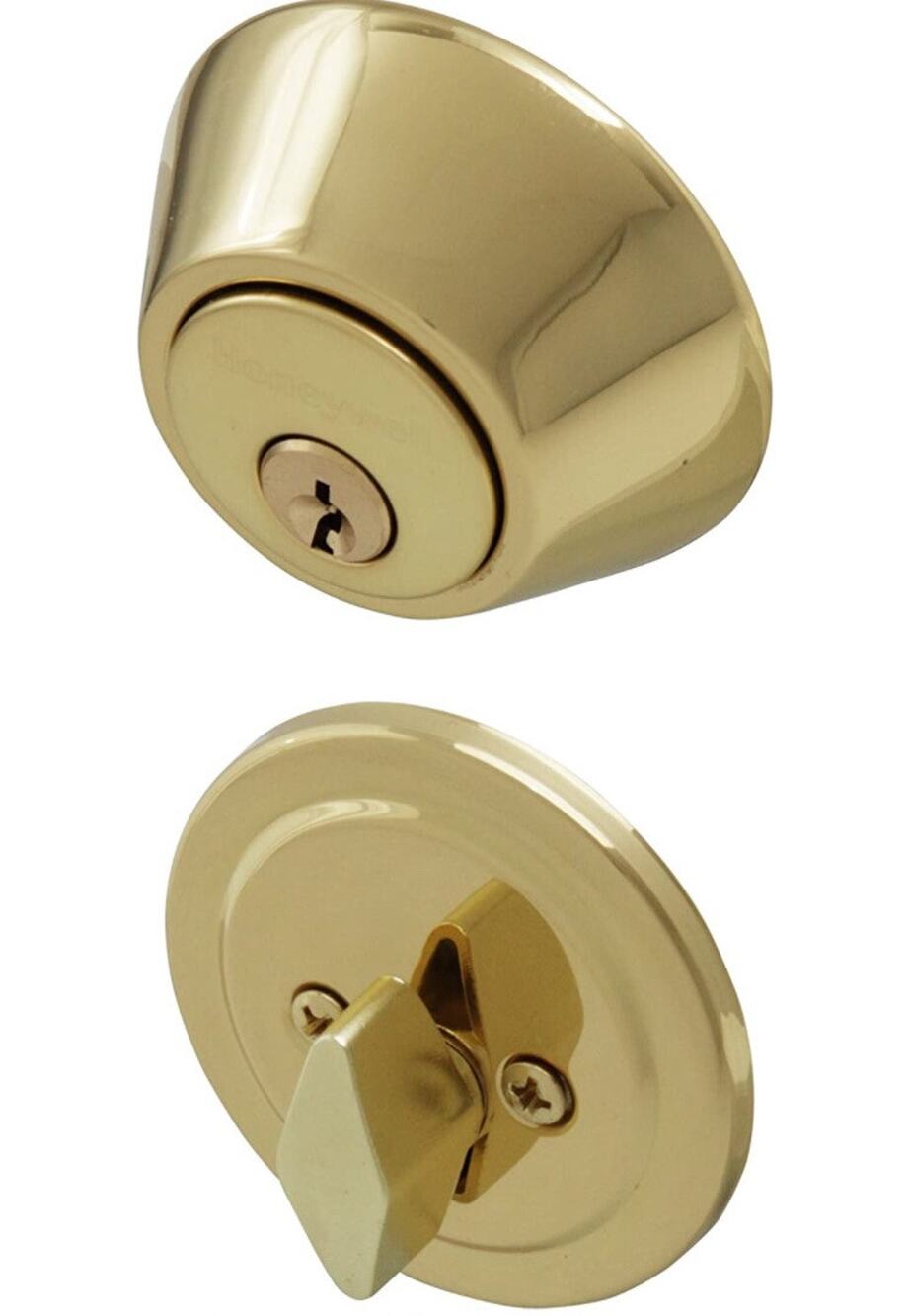 Honeywell Single Cylinder Deadbolt Polished Bras Door Lock Security Hardware New